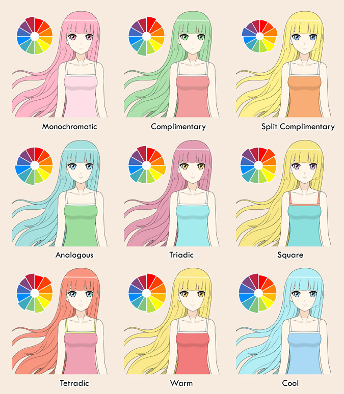 Các loại tóc đẹp mắt, phối color vô anime 