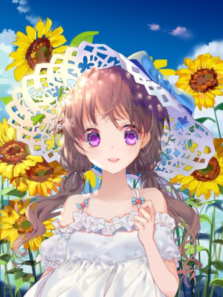 Hình ảnh con gái anime và hoa