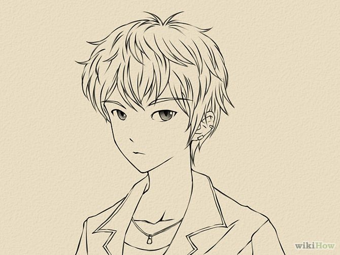 Ảnh vẽ anime nam giới dễ thương và đơn giản