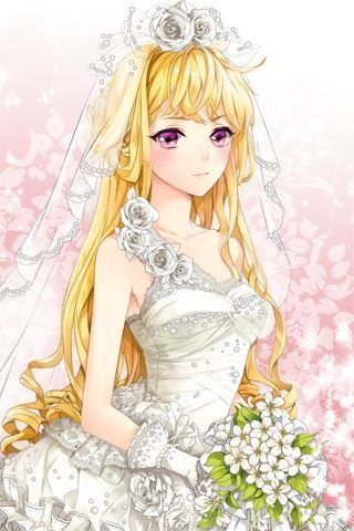 Hình anime khoác váy cưới 