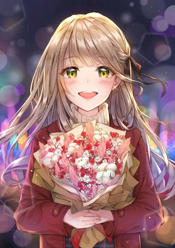 avatar cô gái cầm hoa