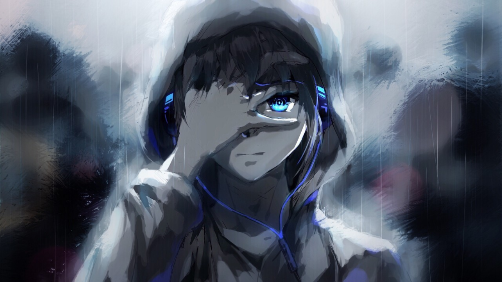Ảnh anime đau khổ khóc trong mưa