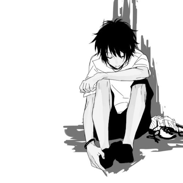 Hình Ảnh Anime Boy Buồn Đen Trắng 