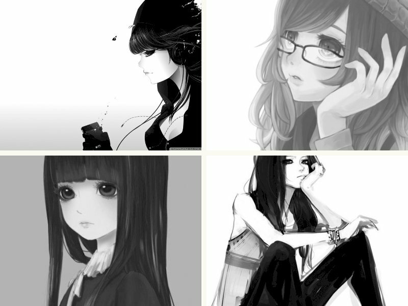 101 ảnh anime girl lạnh lùng đen trắng đẹp, chất lượng cao, tải miễn phí