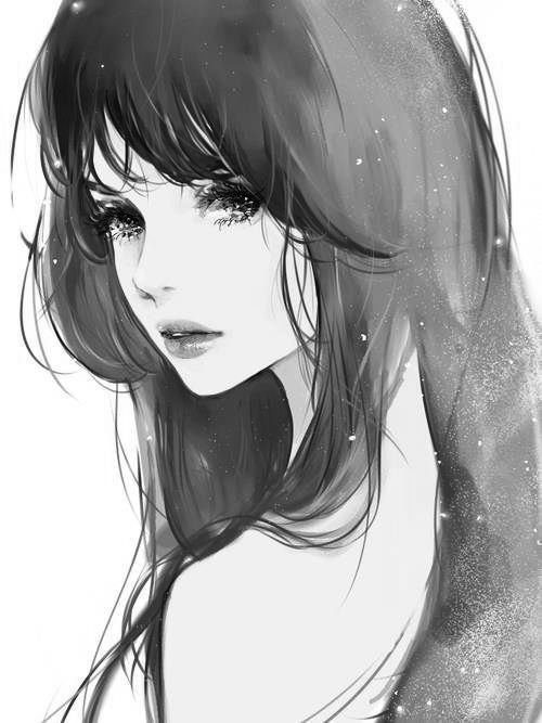Ảnh Anime Nữ Lạnh Lùng đen Trắng đẹp
