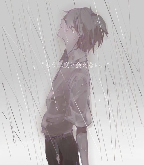 Ảnh anime nam buồn bã dưới cơn mưa, cô đơn vô cùng