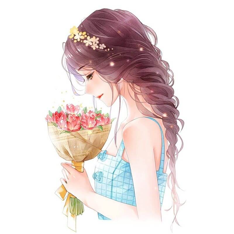 Hình ảnh cô gái cầm hoa đẹp, trong sáng, dễ thương nhất