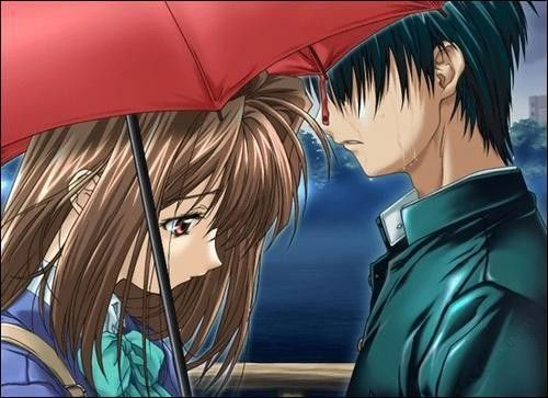 Ảnh anime cặp đôi chia tay dưới mưa
