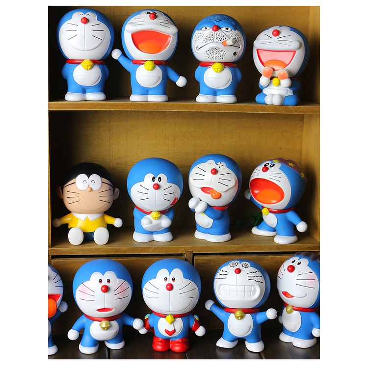 Fullbox] Mô hình cao cấp Doraemon Nobita cao 11cm cực đẹp trang trí bàn học, kệ